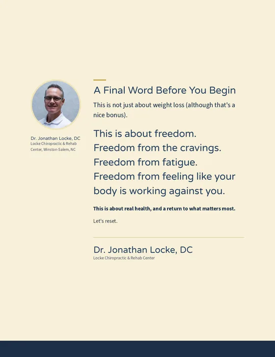 A page from the guide: a note from Dr. Locke